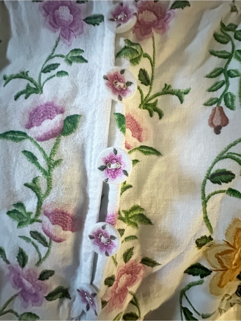 FARM RIO FOLK FLORAL LINEN BLEND JUMPSUIT Size M EUC - Picture 7 of 7